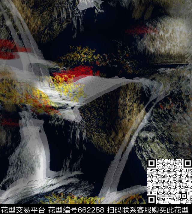 印象派叠影时尚男装花山水适用于数码印花华亿平台下载（图片编号: 662288） - 瓦栏（Walan）