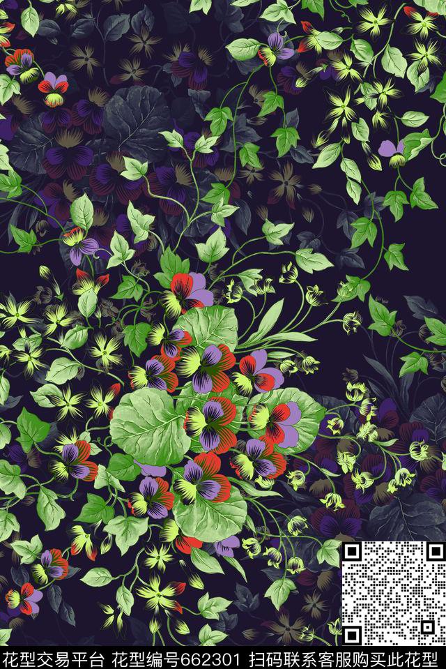 清爽花卉时尚数码印花华亿平台下载（图片编号: 662301） - 瓦栏（Walan）