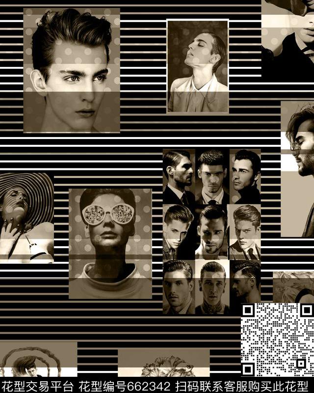 Fei-创意趣味人像复古照片数码印花华亿平台下载（图片编号: 662342） - 瓦栏（Walan）