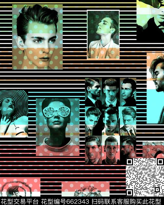Fei-创意趣味人像复古照片数码印花华亿平台下载（图片编号: 662343） - 瓦栏（Walan）