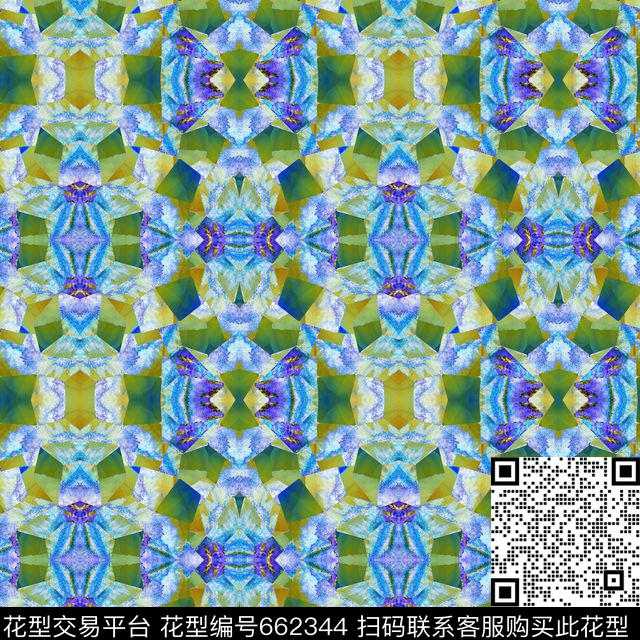 抽象大自然水晶格状传统印花华亿平台下载（图片编号: 662344） - 瓦栏（Walan）