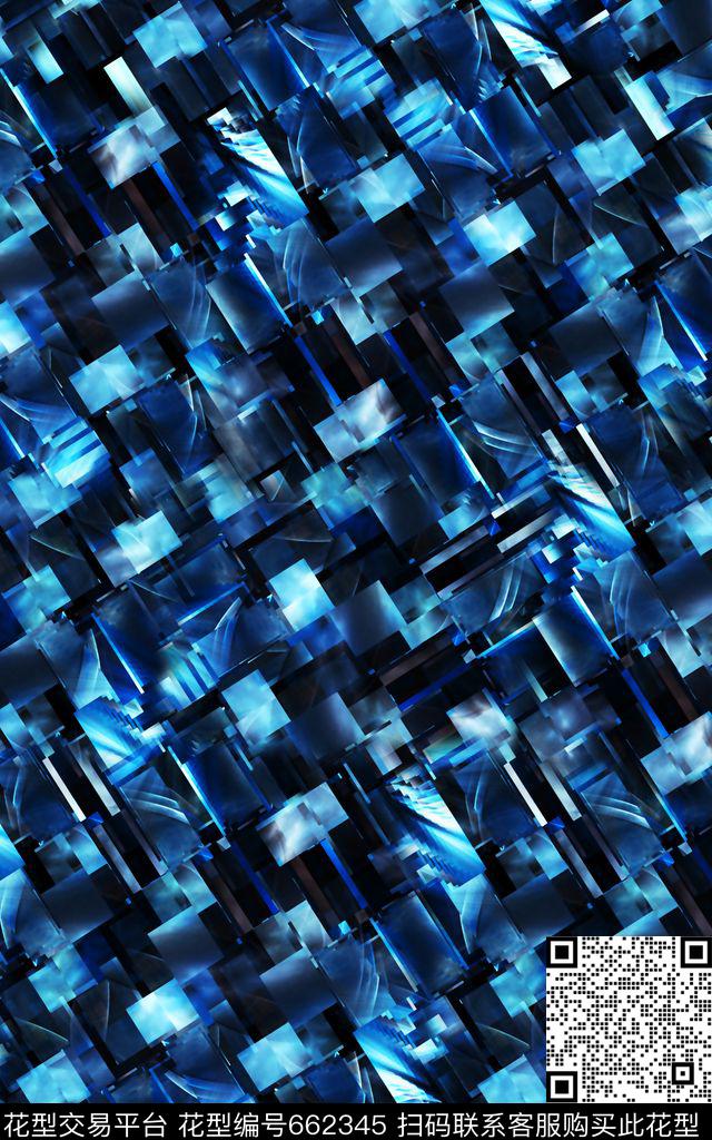 抽象斜条几何数码印花华亿平台下载（图片编号: 662345） - 瓦栏（Walan）