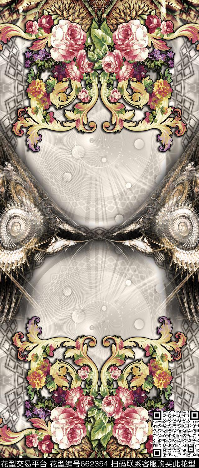 花朵花卉抽象数码印花华亿平台下载（图片编号: 662354） - 瓦栏（Walan）