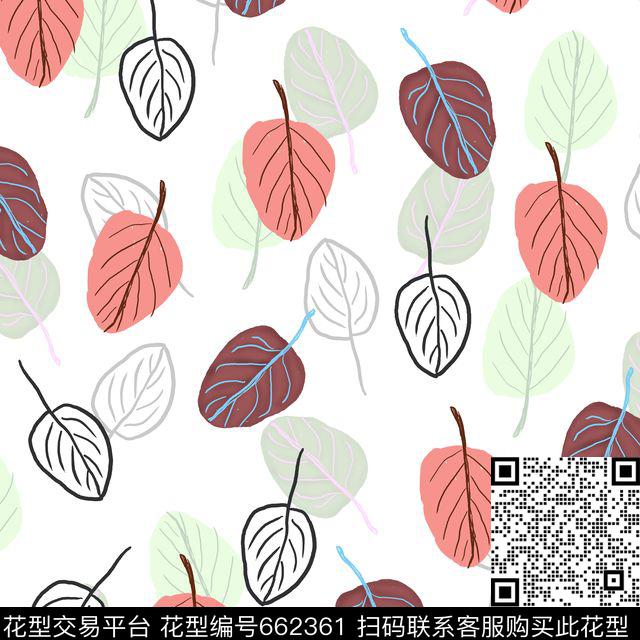 树叶手绘风格树叶传统印花华亿平台下载（图片编号: 662361） - 瓦栏（Walan）