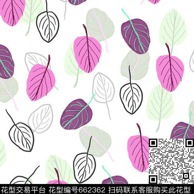 树叶手绘风格树叶传统印花华亿平台下载（图片编号: 662362） - 瓦栏（Walan）