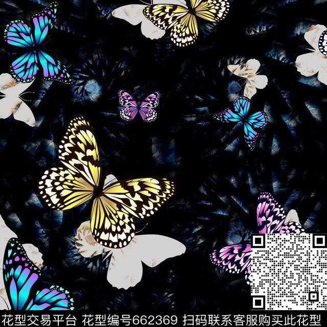 昆虫蝴蝶抽象数码印花华亿平台下载（图片编号: 662369） - 瓦栏（Walan）