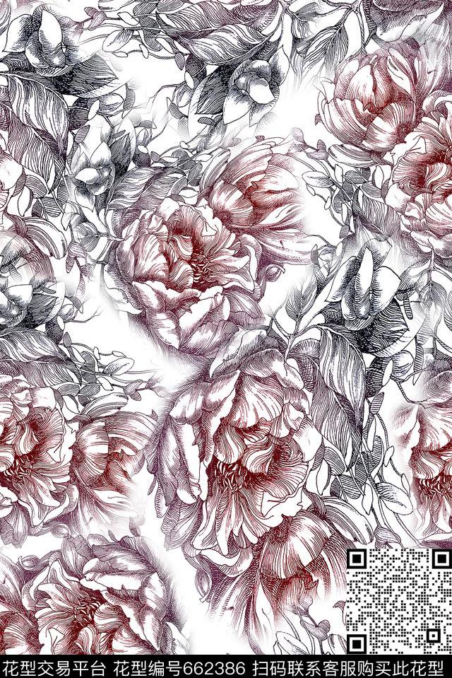 花卉小花手绘花数码印花华亿平台下载（图片编号: 662386） - 瓦栏（Walan）