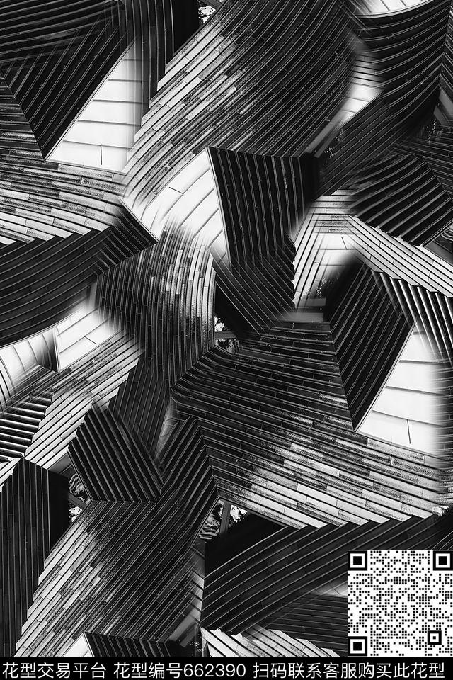抽象几何建筑数码印花华亿平台下载（图片编号: 662390） - 瓦栏（Walan）