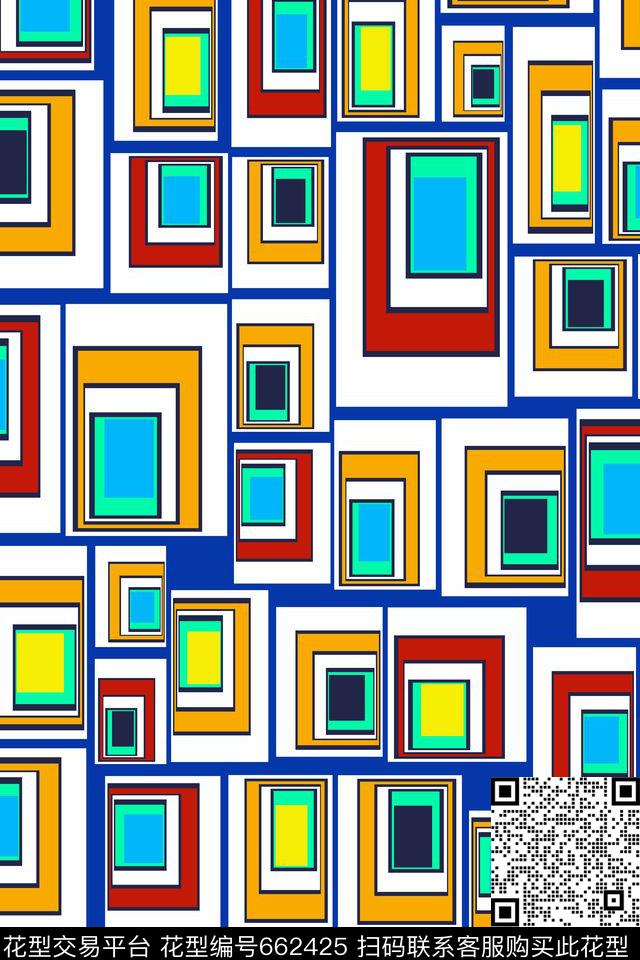 色块方格小方块传统印花华亿平台下载（图片编号: 662425） - 瓦栏（Walan）