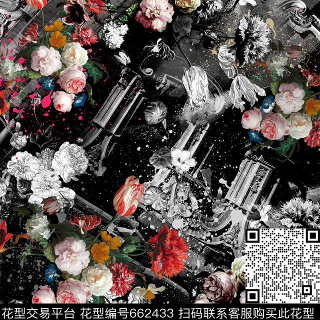 油画花卉建筑欧式数码印花华亿平台下载（图片编号: 662433） - 瓦栏（Walan）
