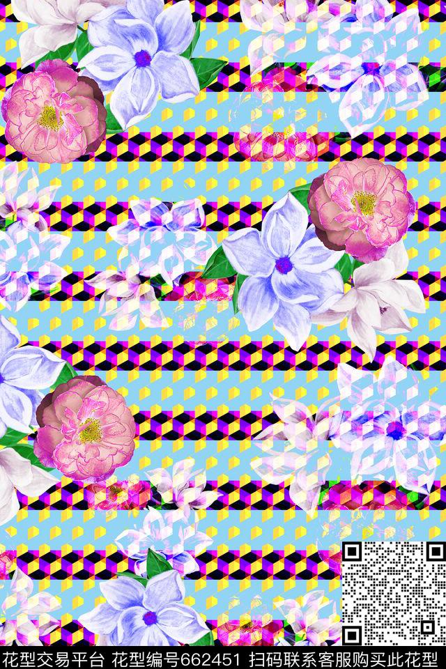 女装花卉几何数码印花华亿平台下载（图片编号: 662451） - 瓦栏（Walan）