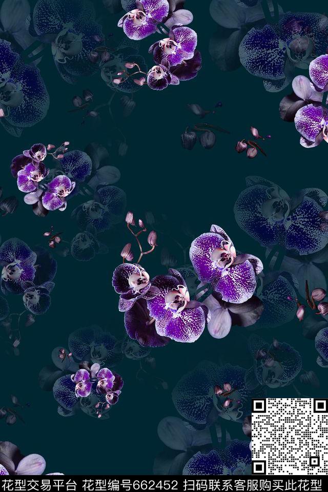兰花花朵花卉数码印花华亿平台下载（图片编号: 662452） - 瓦栏（Walan）