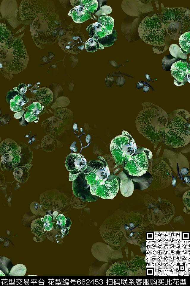 兰花花朵花卉数码印花华亿平台下载（图片编号: 662453） - 瓦栏（Walan）