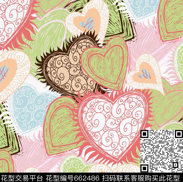 心形少女系类可爱传统印花华亿平台下载（图片编号: 662486） - 瓦栏（Walan）