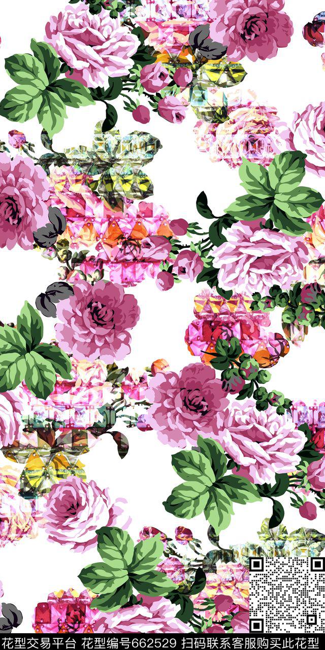 花朵花卉数码印花华亿平台下载（图片编号: 662529） - 瓦栏（Walan）