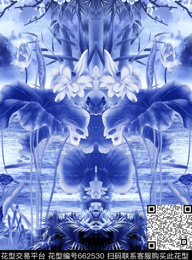 花卉国画中国风数码印花华亿平台下载（图片编号: 662530） - 瓦栏（Walan）