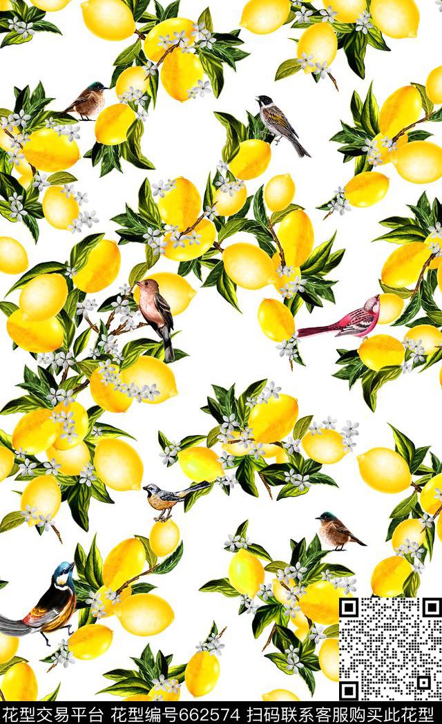 鸟百鸟图水果数码印花华亿平台下载（图片编号: 662574） - 瓦栏（Walan）