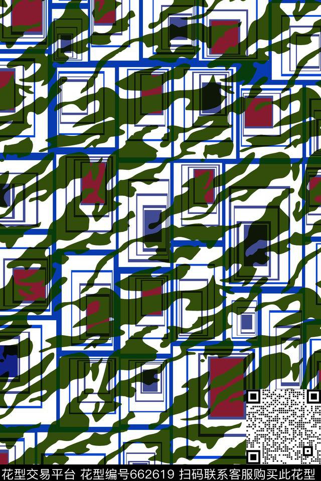 条纹几何迷彩传统印花华亿平台下载（图片编号: 662619） - 瓦栏（Walan）
