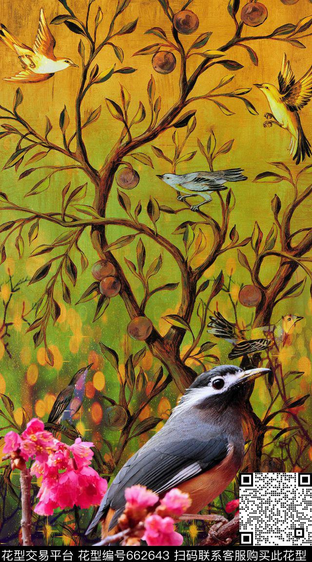 树林山川花鸟定位数码印花华亿平台下载（图片编号: 662643） - 瓦栏（Walan）