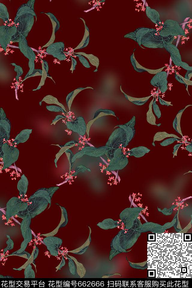 时尚抽象手绘植物水彩画数码印花时尚大牌欧美风格女装裙子外套花卉高档印花时尚潮流老年女装中国风印花数码印花华亿平台下载（图片编号: 662666） - 瓦栏（Walan）