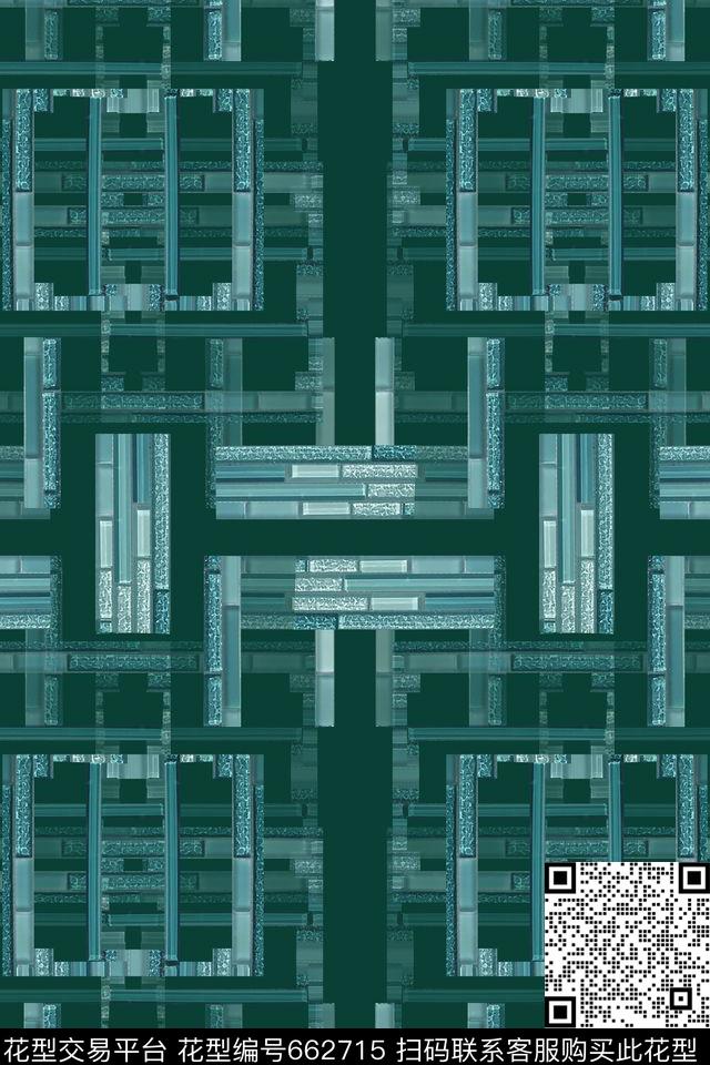 小方块方格几何图案数码印花华亿平台下载（图片编号: 662715） - 瓦栏（Walan）