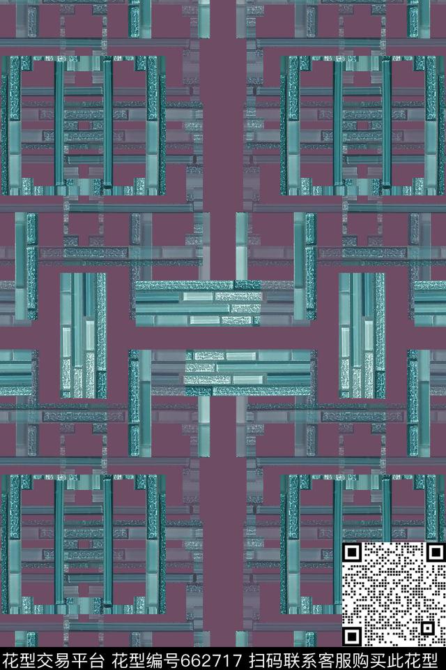 小方块方格几何图案数码印花华亿平台下载（图片编号: 662717） - 瓦栏（Walan）