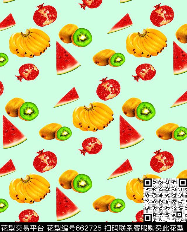 西瓜香蕉猕猴桃数码印花华亿平台下载（图片编号: 662725） - 瓦栏（Walan）