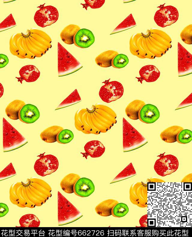 西瓜香蕉猕猴桃数码印花华亿平台下载（图片编号: 662726） - 瓦栏（Walan）