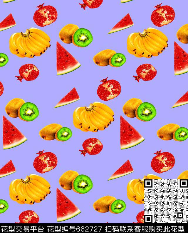 西瓜香蕉猕猴桃数码印花华亿平台下载（图片编号: 662727） - 瓦栏（Walan）