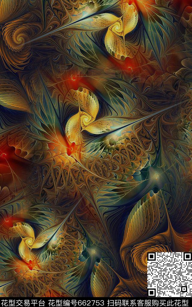 纹理分形佩斯利数码印花华亿平台下载（图片编号: 662753） - 瓦栏（Walan）