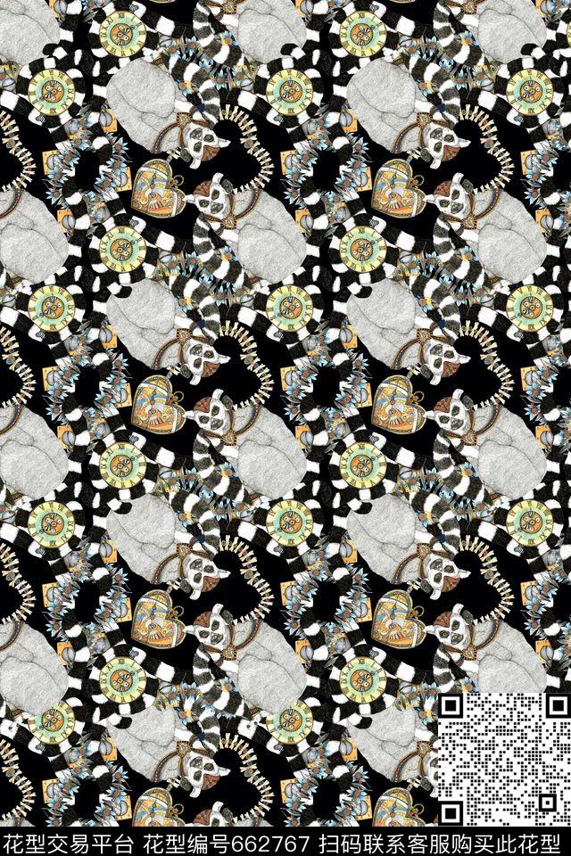 猴子项链钟表数码印花华亿平台下载（图片编号: 662767） - 瓦栏（Walan）