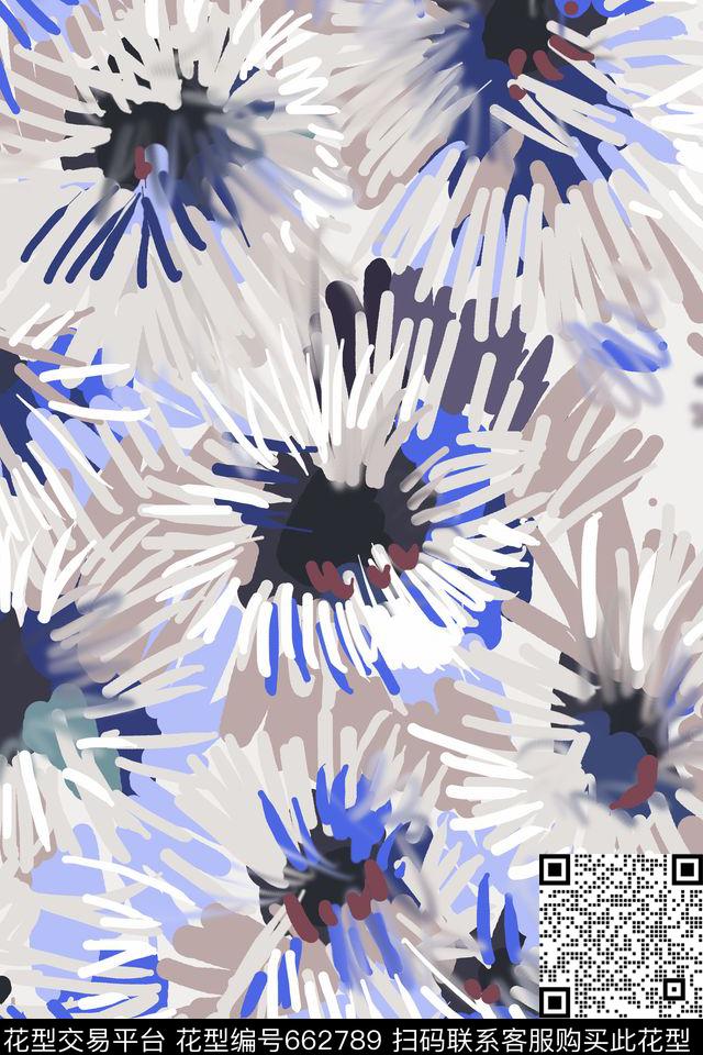 趣味笔刷抽象肌理传统印花华亿平台下载（图片编号: 662789） - 瓦栏（Walan）