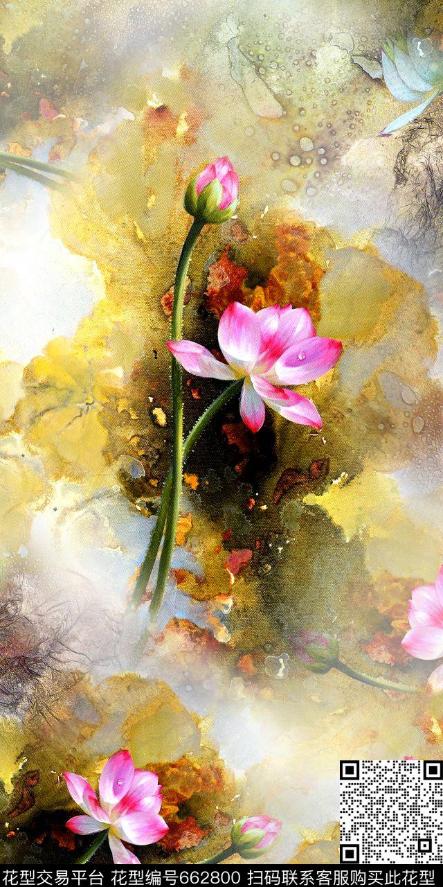 中国风古典抽象底数码印花华亿平台下载（图片编号: 662800） - 瓦栏（Walan）