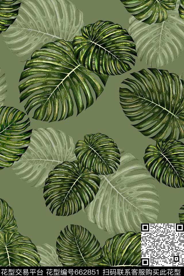 热带树叶纹理数码印花华亿平台下载（图片编号: 662851） - 瓦栏（Walan）