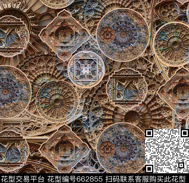 迪拜宫廷风宗教窗格元素数码印花华亿平台下载（图片编号: 662855） - 瓦栏（Walan）