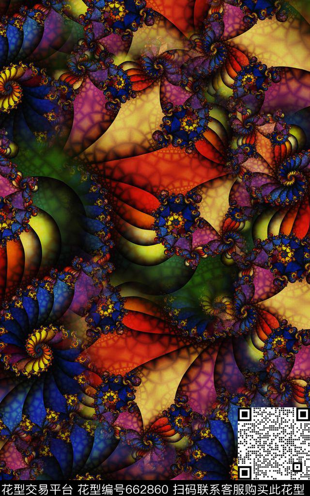 纹理分形佩斯利数码印花华亿平台下载（图片编号: 662860） - 瓦栏（Walan）