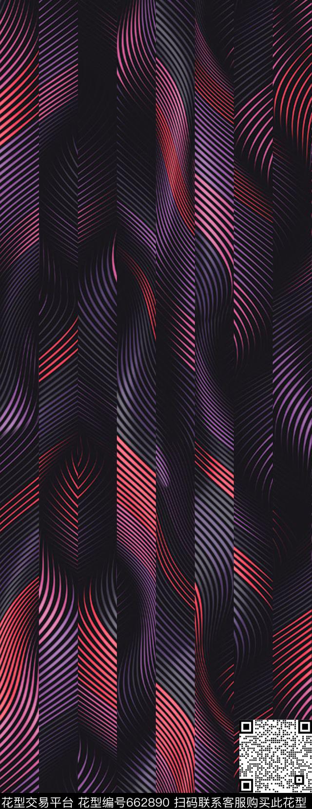 条纹数码科技泳装炫彩条纹几何分割条纹数码数码印花华亿平台下载（图片编号: 662890） - 瓦栏（Walan）