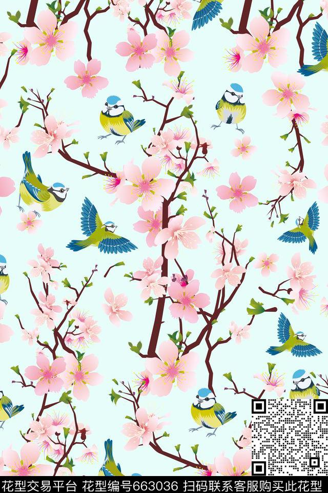 民族风中国风喜鹊数码印花华亿平台下载（图片编号: 663036） - 瓦栏（Walan）