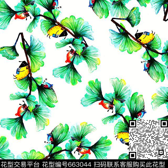 漫画趣味四叶草卡通小动物看书数码印花华亿平台下载（图片编号: 663044） - 瓦栏（Walan）