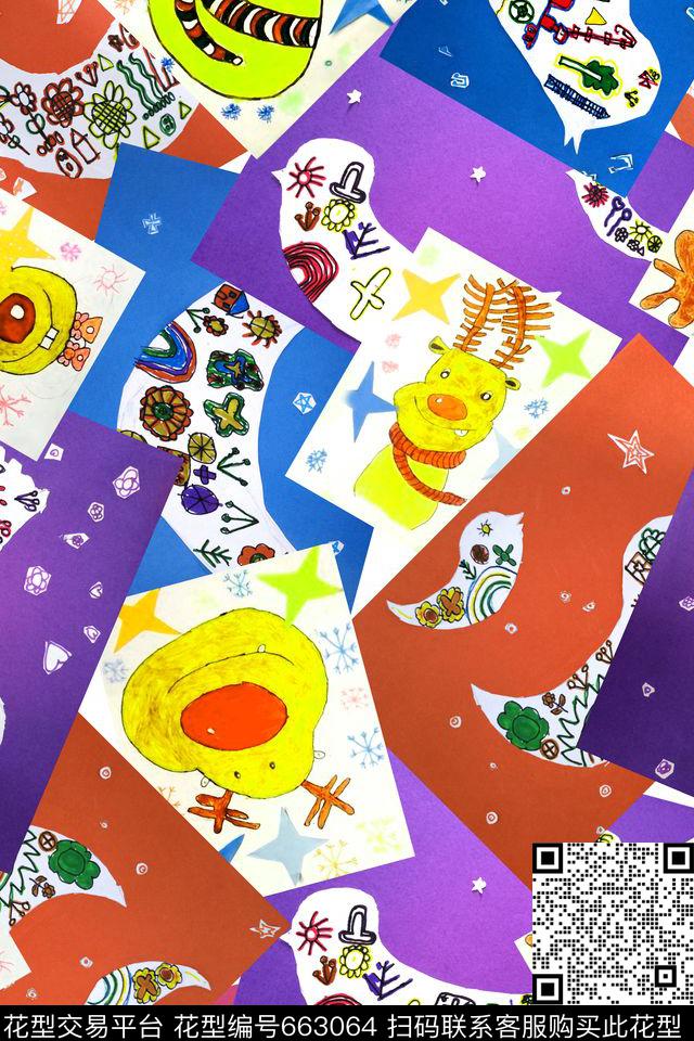 儿童画剪贴画鸟儿数码印花华亿平台下载（图片编号: 663064） - 瓦栏（Walan）