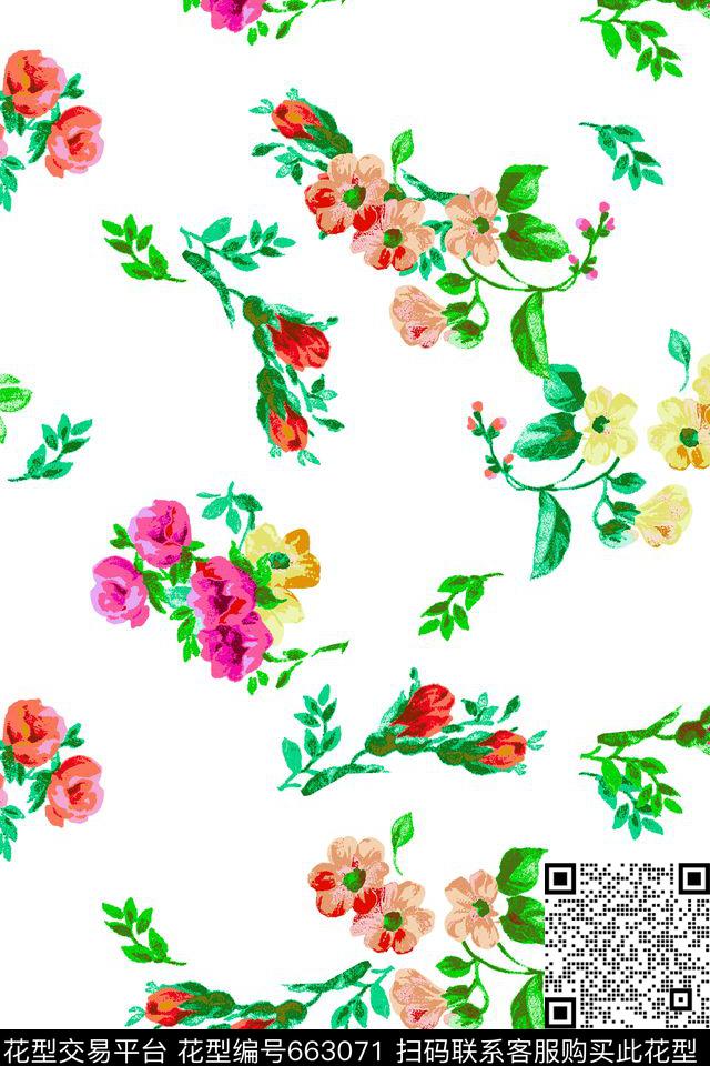 花朵花卉手绘花朵传统印花华亿平台下载（图片编号: 663071） - 瓦栏（Walan）