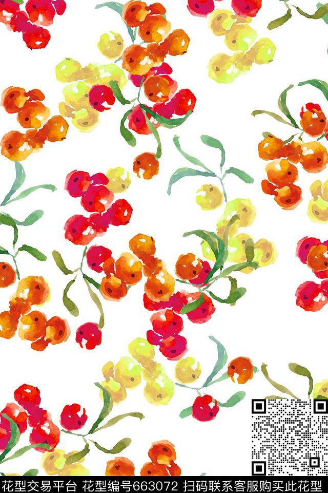水果手绘水彩水果趣味传统印花华亿平台下载（图片编号: 663072） - 瓦栏（Walan）