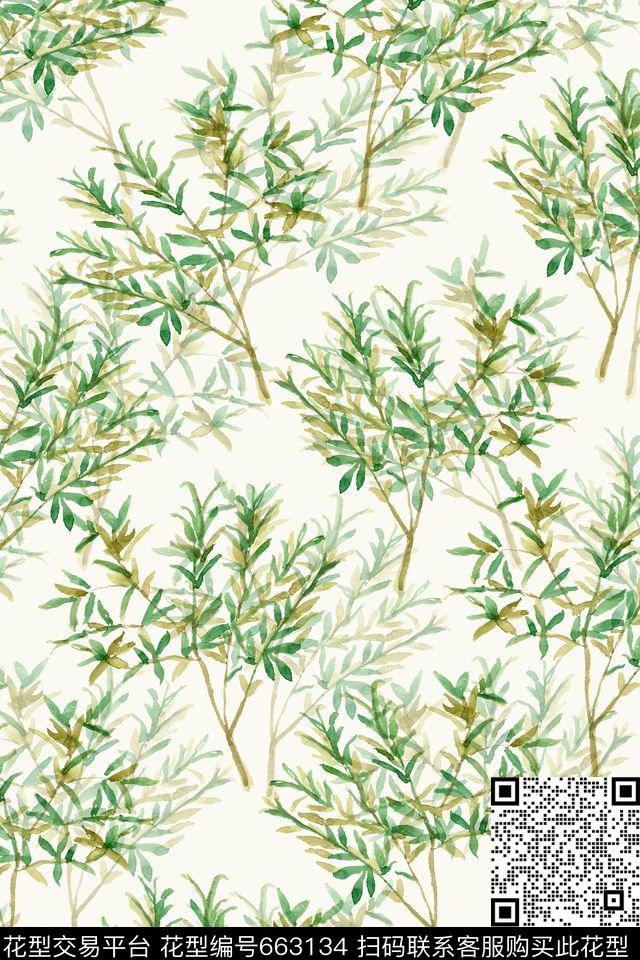 植物花草手绘植物清新数码印花华亿平台下载（图片编号: 663134） - 瓦栏（Walan）