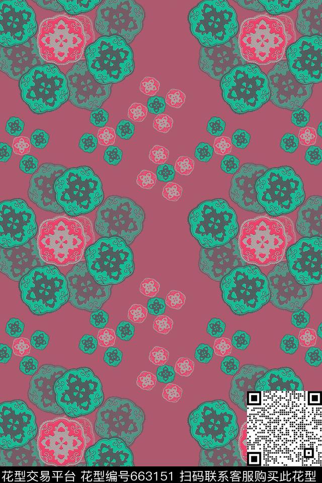 民族风图案花卉图案传统时尚传统印花华亿平台下载（图片编号: 663151） - 瓦栏（Walan）