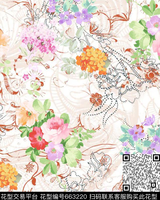 小碎花不规则几何数码数码印花华亿平台下载（图片编号: 663220） - 瓦栏（Walan）