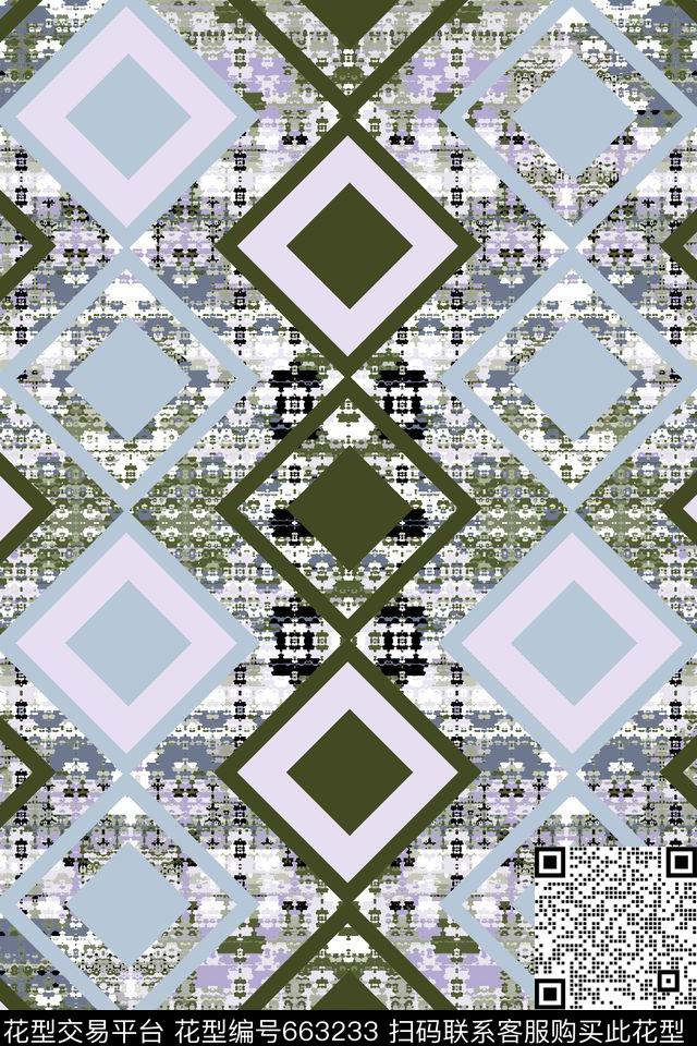 几何格子床品传统印花华亿平台下载（图片编号: 663233） - 瓦栏（Walan）