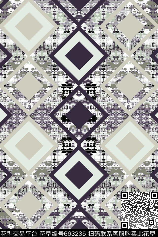 几何格子床品传统印花华亿平台下载（图片编号: 663235） - 瓦栏（Walan）