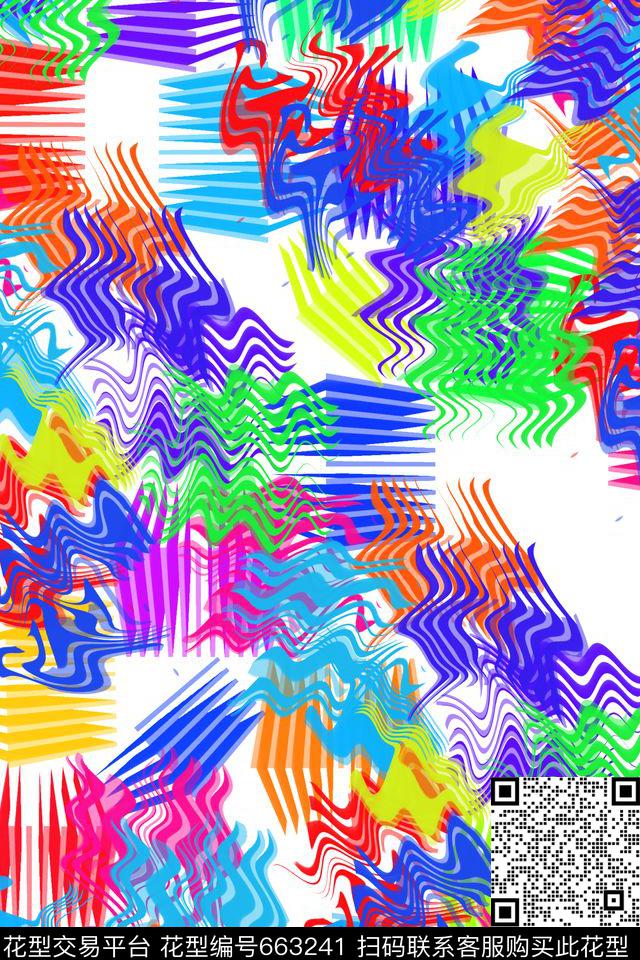 女装几何线条数码印花华亿平台下载（图片编号: 663241） - 瓦栏（Walan）