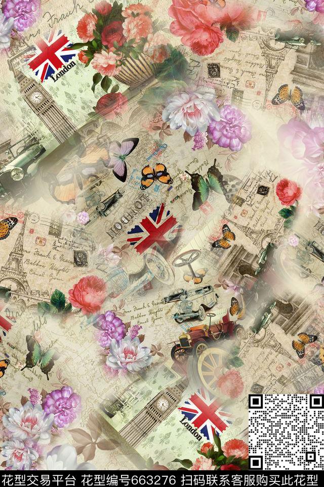 复古欧式风照片花数码印花华亿平台下载（图片编号: 663276） - 瓦栏（Walan）