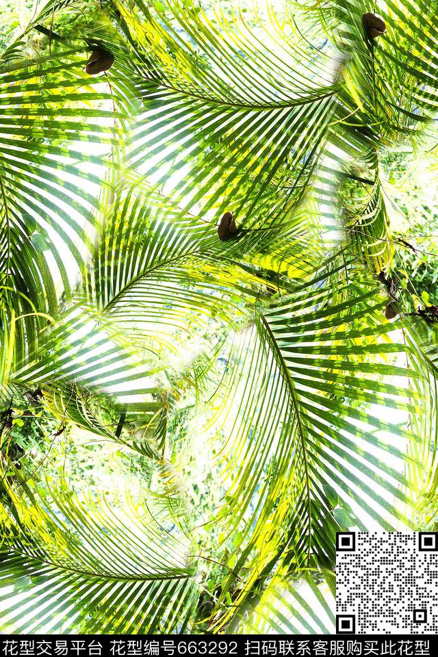 棕榈叶泳装热带数码印花华亿平台下载（图片编号: 663292） - 瓦栏（Walan）